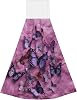 Hanging Hand Towel Soft Absorbent Bath Towel Kitchen Dish Towels with Hanging Loop Fast Drying Tie Towels for Bathroom Kitchen Home Decor All Butterflies are On Purple Background