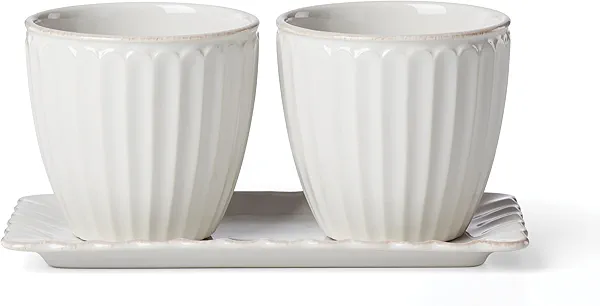 Lenox 896914 French Perle Scallop 3-Piece Herb Pots & Tray Set