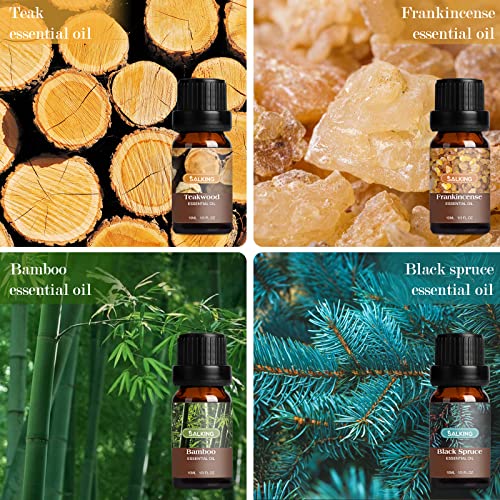 Miniatura 5 de Salking Leñoso Aceites Esenciales Para Humidificador 12 X 10 Ml, 100 Puro Aceites Esenciales Naturales Para Difusor - Ciprés, Cuero, Bambú, Sándalo, Canela, Cedro, Incienso, Pino, Teca, Pachulí