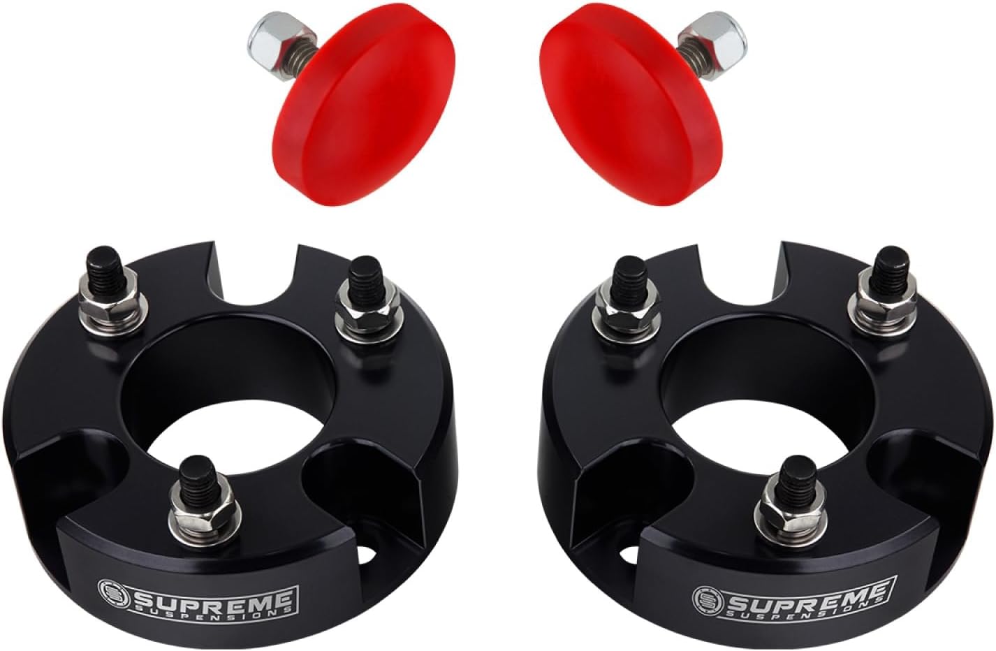 Supreme Suspensions - 2" Front Leveling Kit For 2005-2024 Nissan Frontier 2WD/4WD - T6 Billet Auminum Strut Spacers Front Lift Kit with Polyurethane Bump Stops (Black)