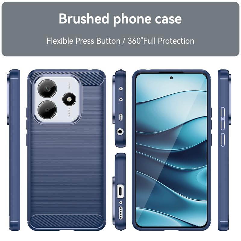 Image of Hybrid Carbon Fiber Back Case for Mi Redmi Note 14 5G (Blue)