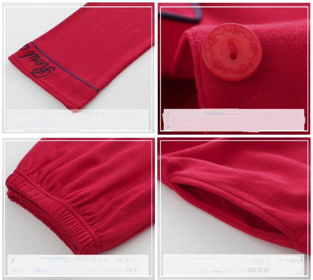 Conjunto De Pijamas De Mujer,Invierno 100% Algodón Conjunto De Pijamas Suaves Ropa De Dormir Clásica De Color Sólido Con Bolsillos Mangas Largas Conjunto De Pijamas Ropa De Dormir Acogedora Ropa D