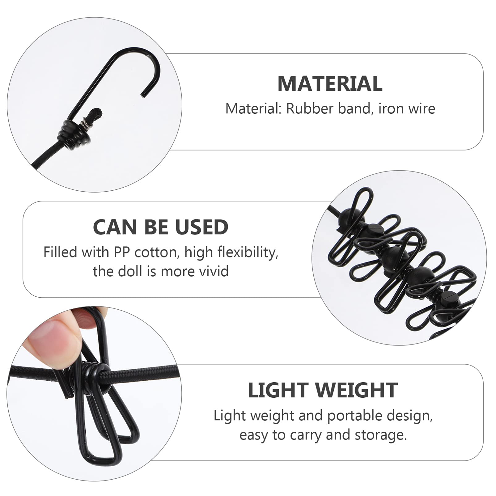 Zerodeko 4 Set Di Corde Per Asciugare I Vestiti Da Esterno Più Resistenti Con Clip Antivento Nere Per Viaggi Campeggio Casa E Giardino 2 Pezzi * 4