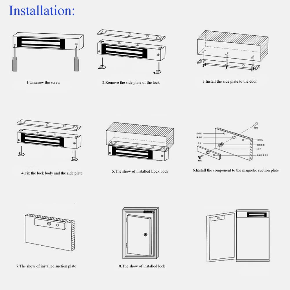 350LBS Electric Magnetic Door Lock, 180Kg Electromagnetic Electronic Magnetic Force Door Lock for Access Control Single Door DC12V Fail Safe NC Type
