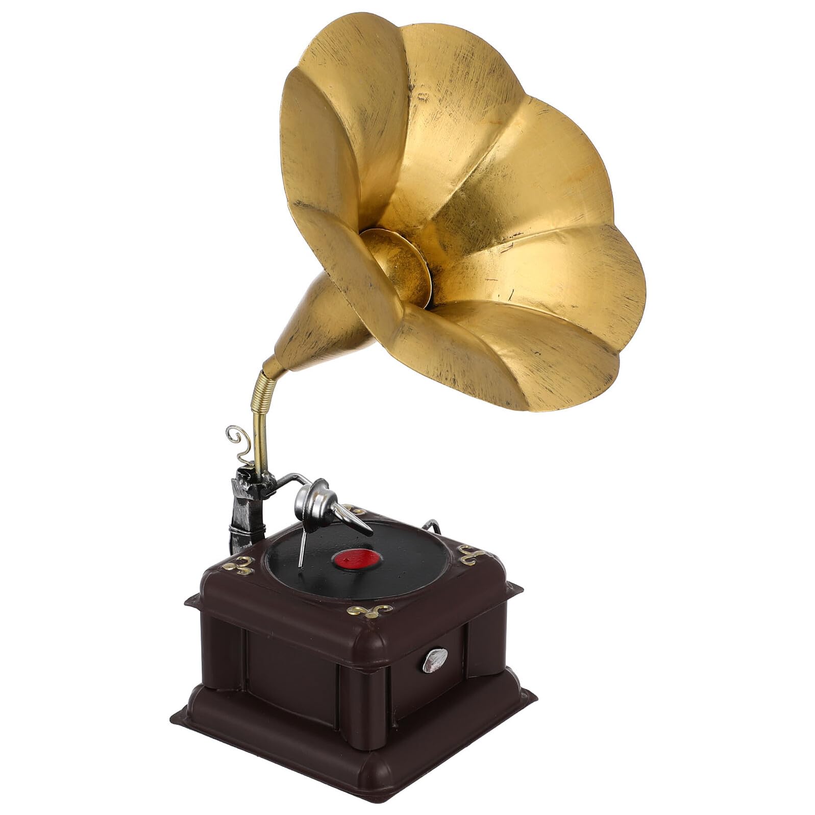 Gramophone rétro en fer forgé Toyvian ornement vintage cuivré fait main