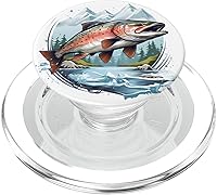 Vista 7 de Trucha Pescado Pescador Diseño Trucha Pesca PopSockets Estándar PopGrip