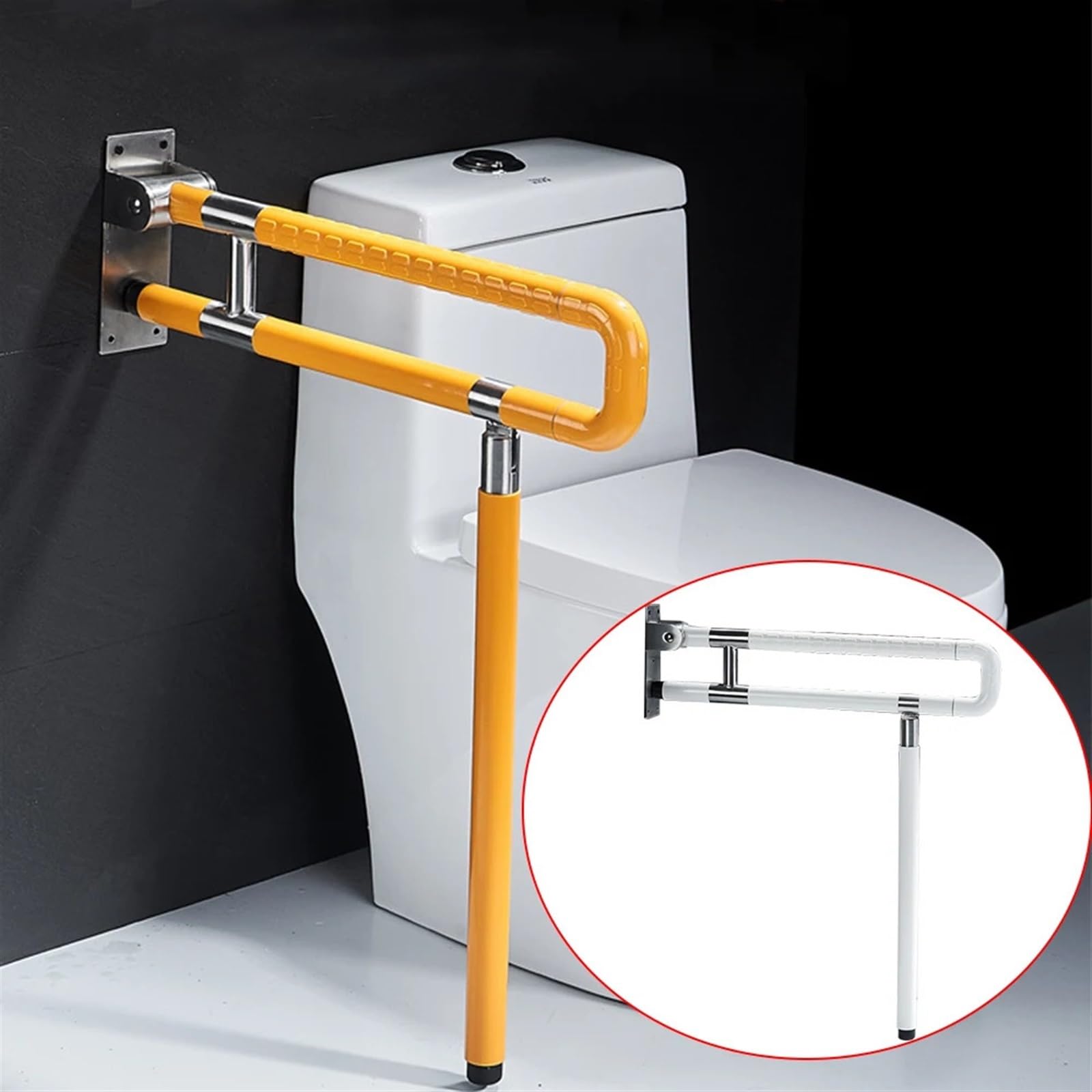 Barra abatible para baño y aseo Barra de agarre for baño abatible, pasamanos plegable for mujeres embarazadas y personas mayores(Yellow,75cm)