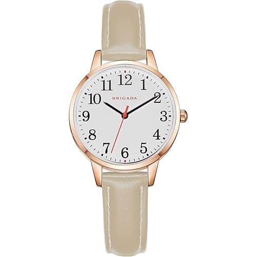 BRIGADA Women's Watch Elegant Watch for Women Leather Band Ladies Watch for Women Waterproof