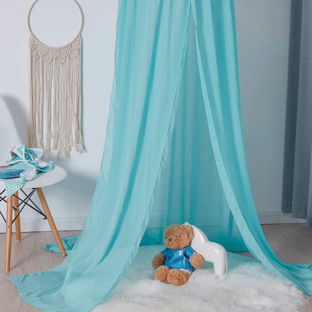 Tenda sensoriale, Baldacchino da Letto Appeso a Cupola Rotonda, Rete da Letto, Tenda da Gioco, Decorazione della Stanza for la Lettura di Giochi all'aperto(Blue)