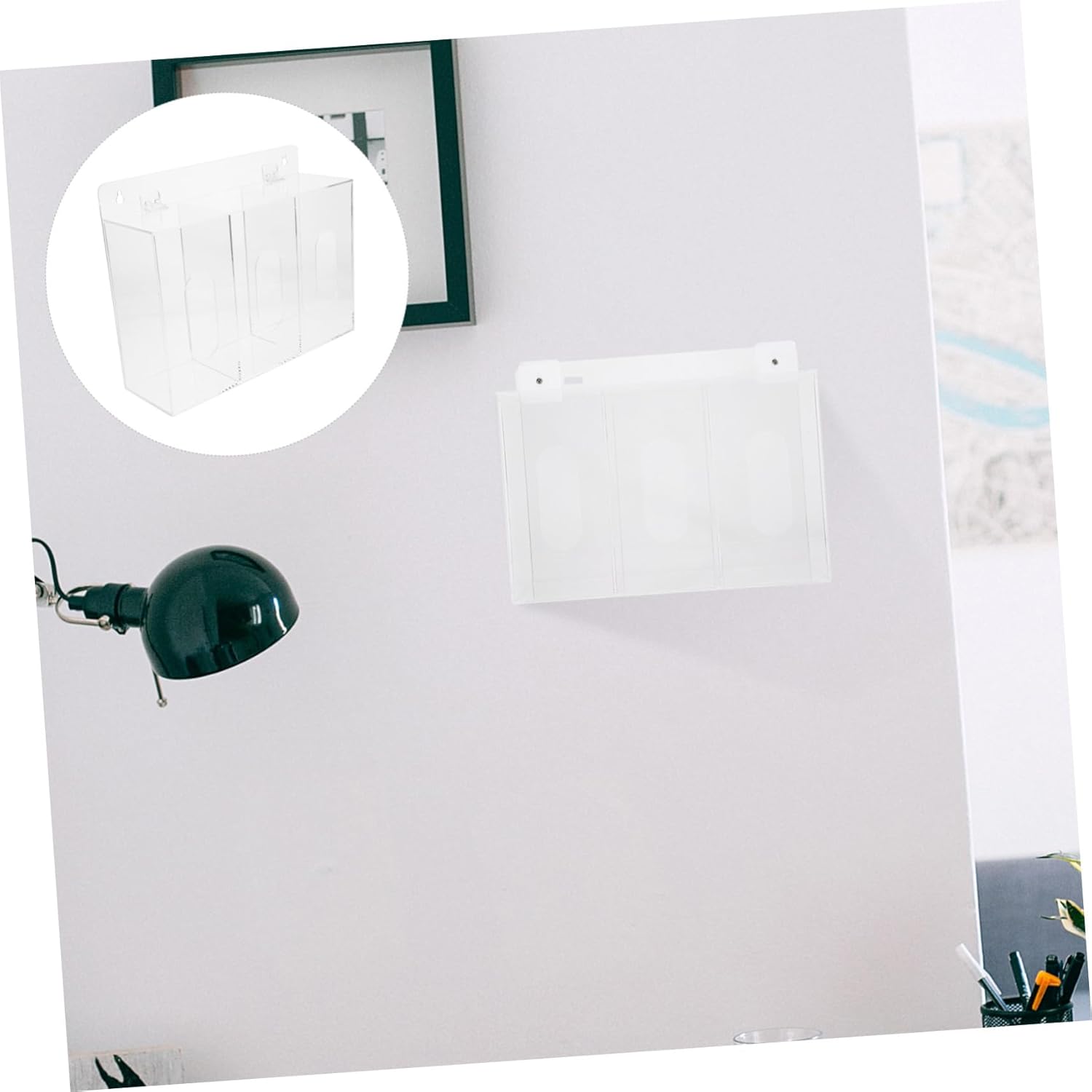 3-Compartment Wall Mount Glove Dispenser and Mask Holder Acrylic Storage Box for Gloves and Masks Laboratory Use Easy Access