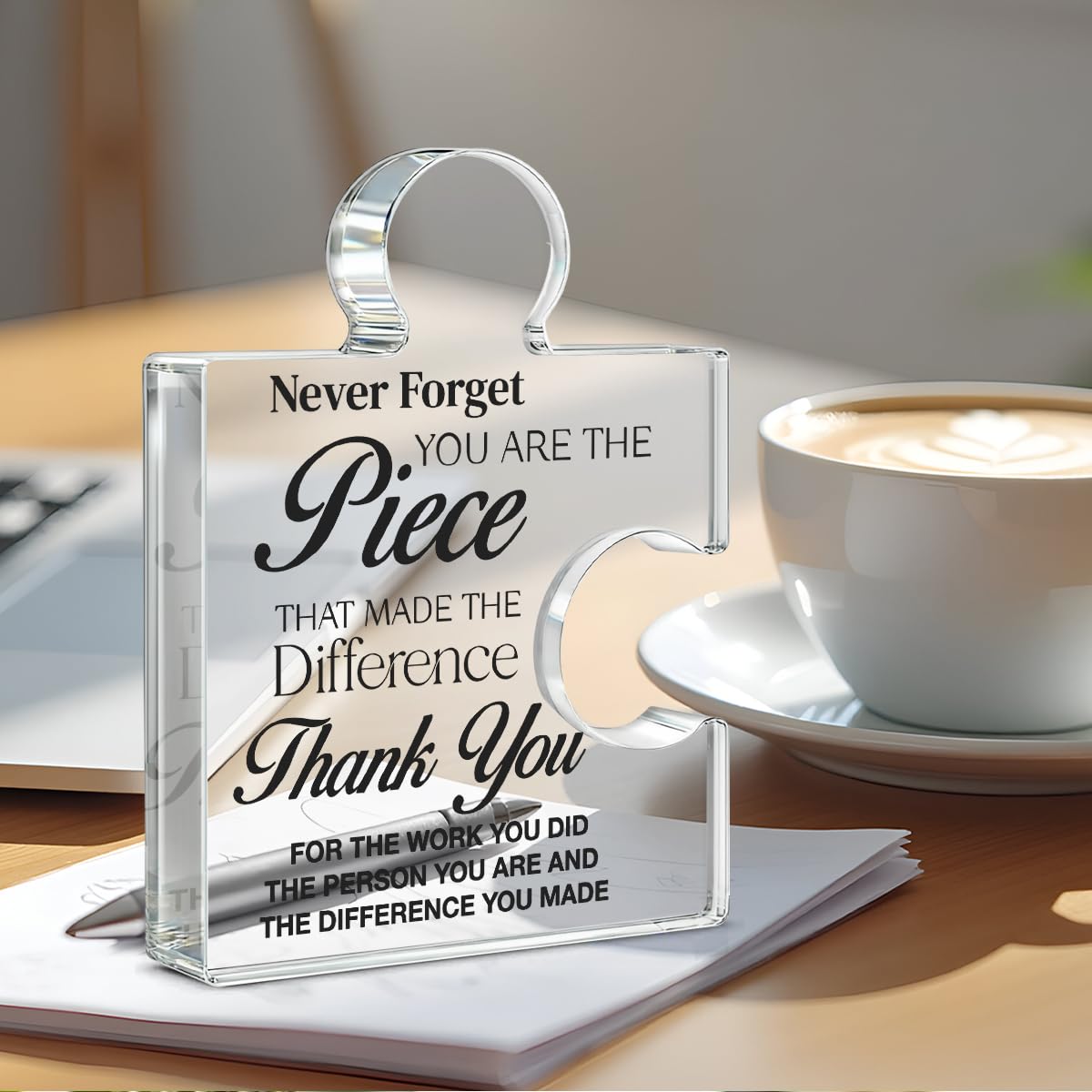 Thank You Appreciation Gifts for Coworkers, Retirement Goodbye Gift for Coworkers Colleagues Employees, Never Forget You Are the Piece That Made the Difference Acrylic Puzzle Piece Plaque Office Decor