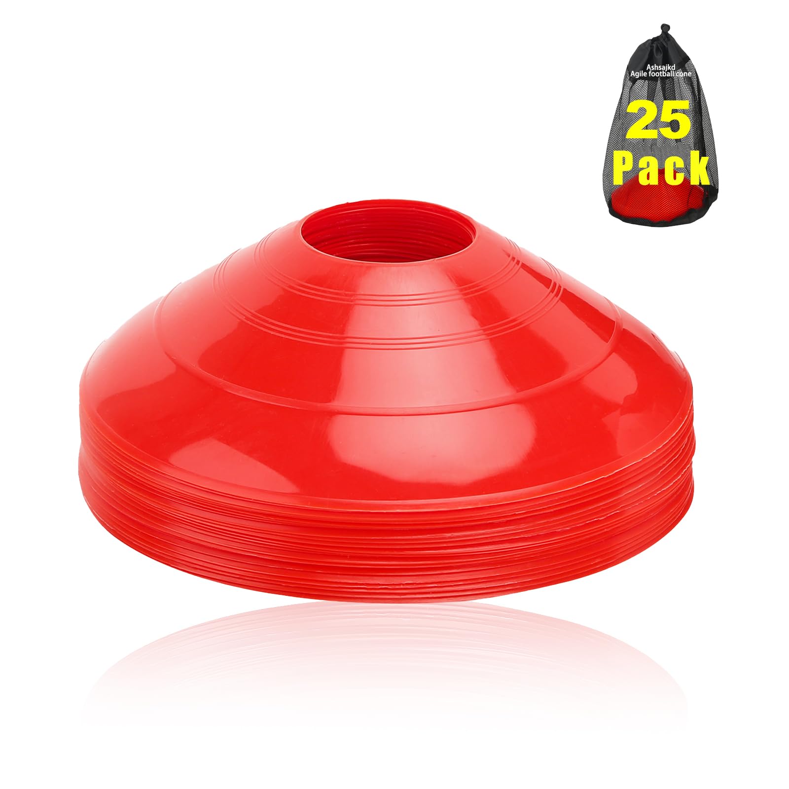 Ashsajkd(Set of 25/50/100 - Agility Soccer Cones with Carry Bag and for , Football Cones for TrainingFootball, Basketball, Coaching, Agility Cones for Indoor and Outdoor Games