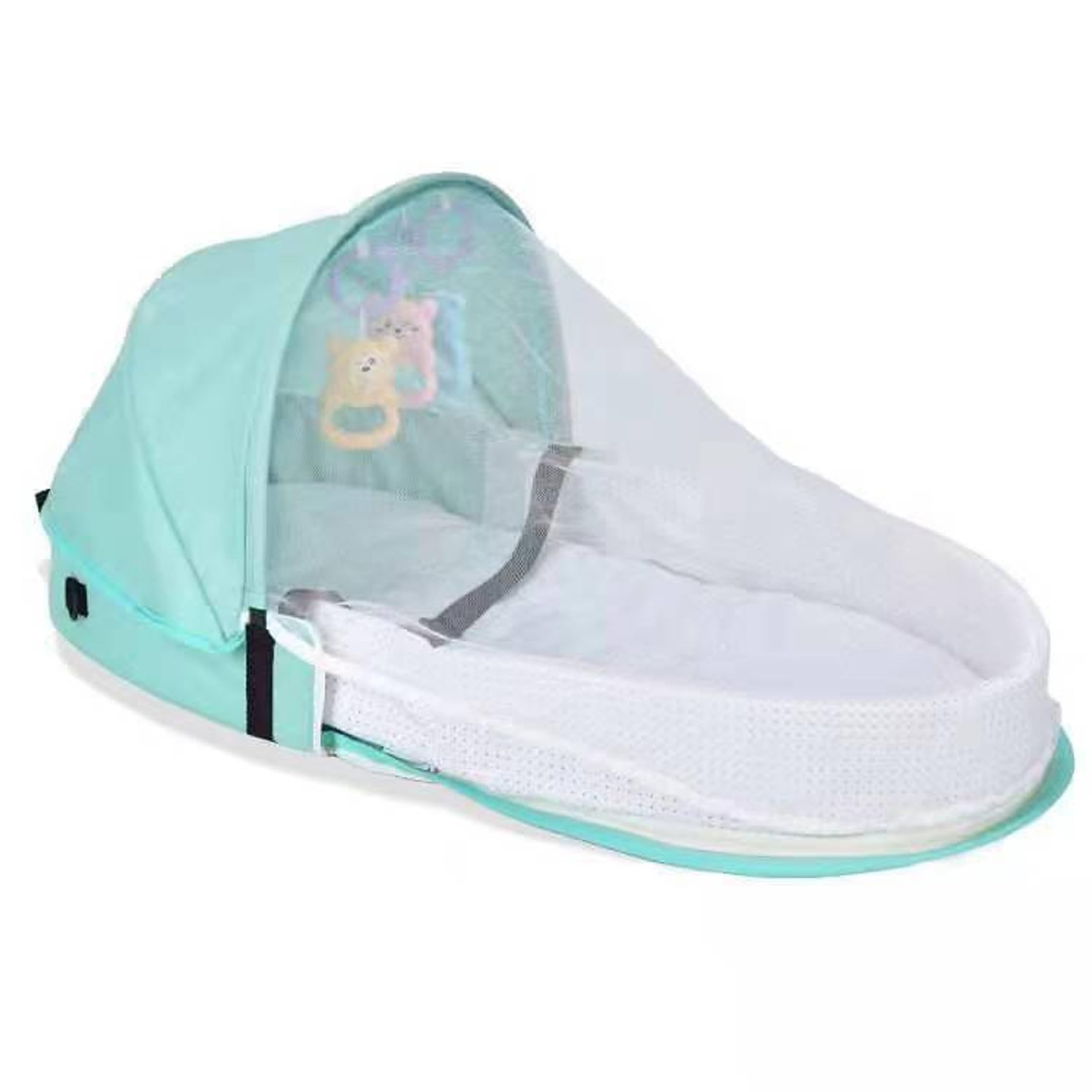Cunas, Moisés portátil para viajes de bebé, Cuna de viaje portátil para bebés, Moisés plegable con dosel y red, Tumbona liviana (verde)