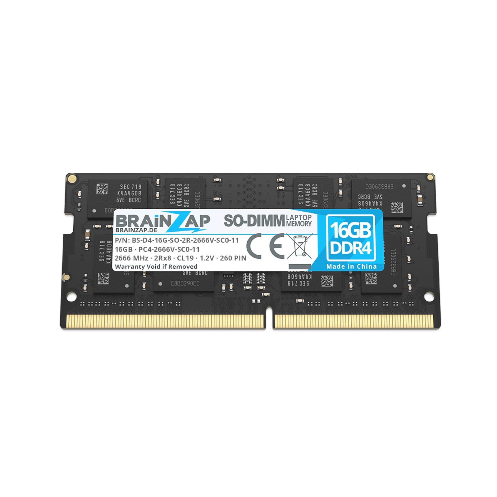 BRAINZAP 16 GB DDR4 RAM SO-DIMM PC4-2666V-SC0-11 2Rx8 2666 MHz 1,2 V CL19 notebook laptop pamięć operacyjna Unbuffered Non-ECC