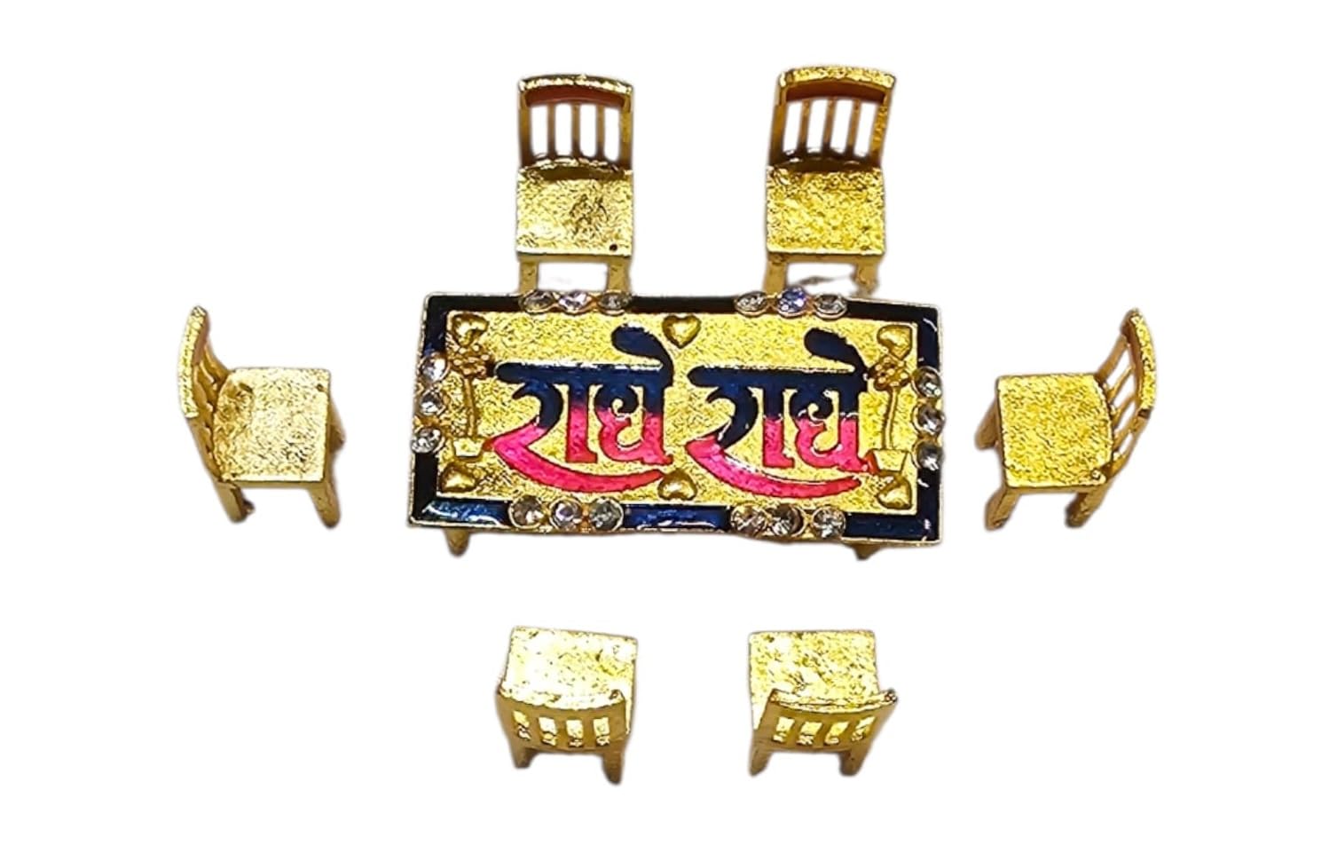 TLGS - Laddu Gopal Ji Religious Toys Set, Gopal ji Toys,Multicolour, 15 Items, Thakur Ji Miniature Accessories Collection (Dining Tabel with 6 Chairs)-picture-14