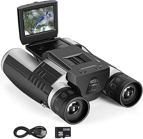 Cámara digital de 5 megapíxelesvideocámara grabadora de fotos 12X32 binocular con pantalla LCD de 2 pulgadas y tarjeta de memoria de 32 GB para