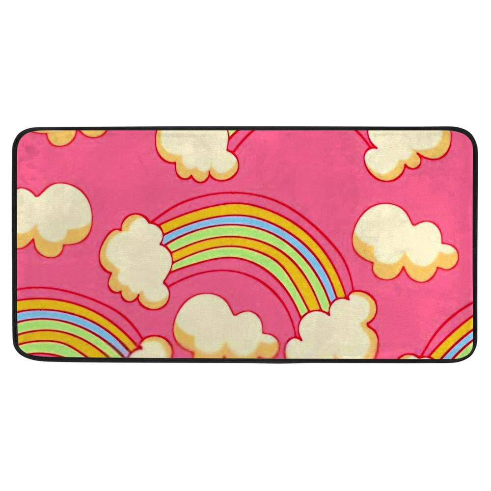 Tapis de cuisine antidérapant arc-en-ciel rose 99x51 cm