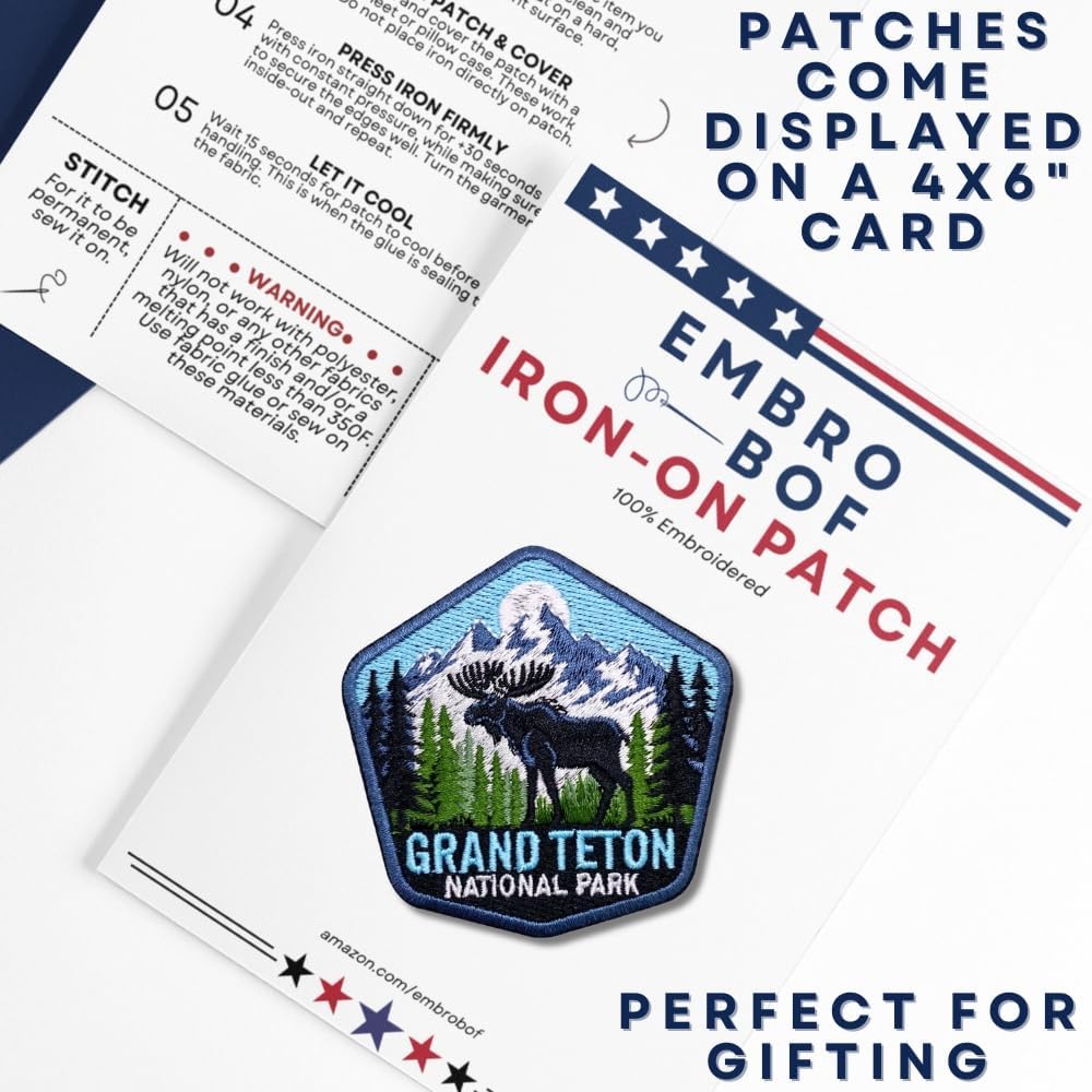 EMBROBOF Grand Teton National Park Patch – 3 inches, National Park Patches | Iron On/Sew On Embroidered Travel Patches for Backpacks