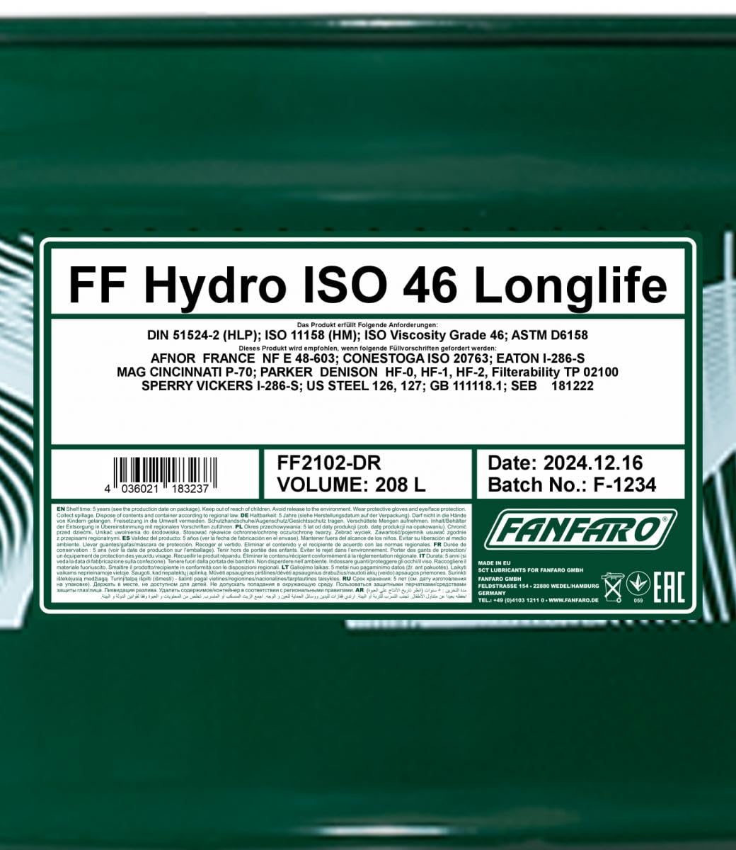 FANFARO FF2102-DR Aceite hidráulico 208L