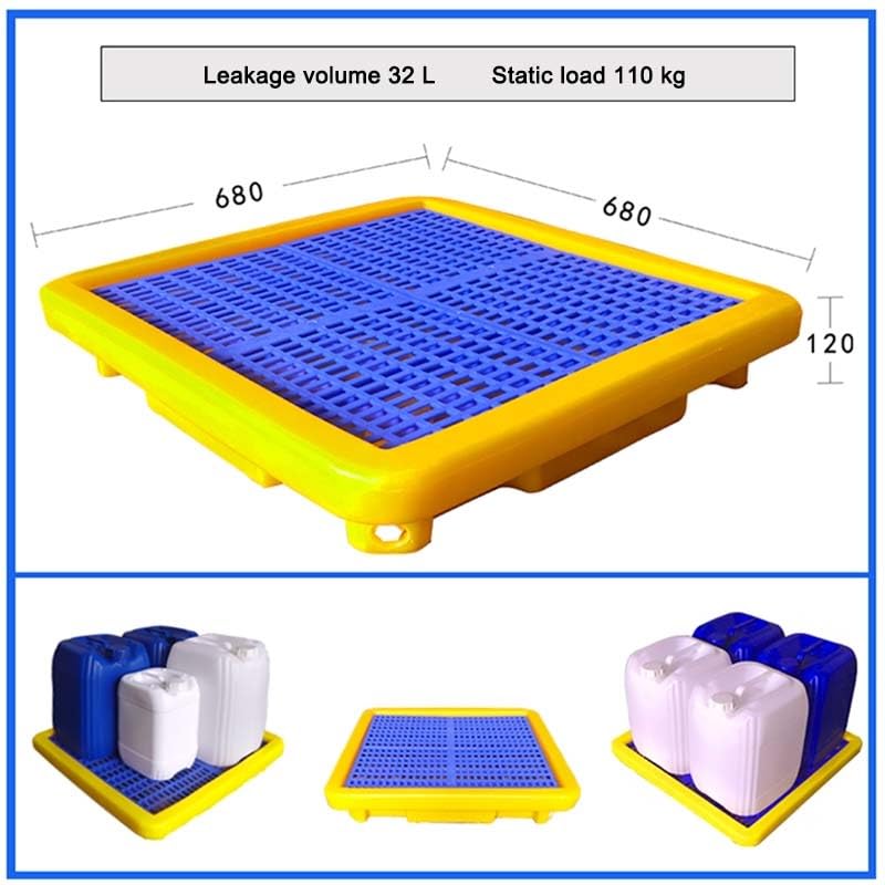 XBTGS Pallet industriale modulare di contenimento delle perdite, vassoio impilabile a prova di perdite per stoccaggio di fusti dell'olio e secchio di vernice, uso in garage e in officina, giallo, 2