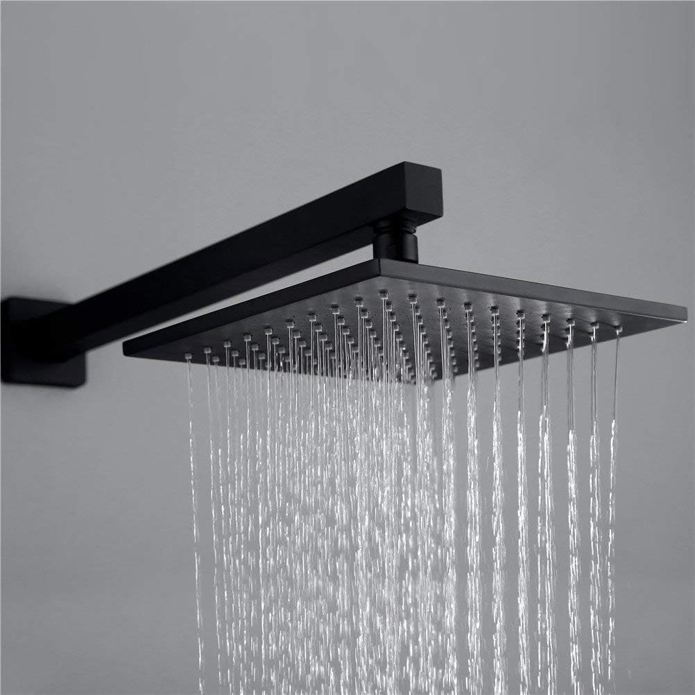 Wall Mounted Black Bath Shower Faucet 8 Inch Rain Shower Head Bathroom Diverter Mixer Valve Luxury Shower Set