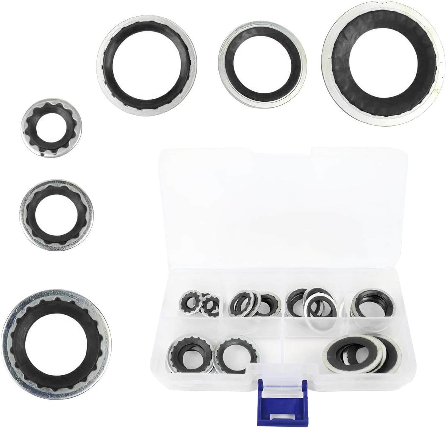 30PCS Car AC Gasket Kit, 6 Sizes Air Conditioner Compressor Port Sealing Gasket Kit, Versatile Leak-Proof Auto AC O Ring Seal Set, Universal A/C System Port Washer for Most Cars (Black)