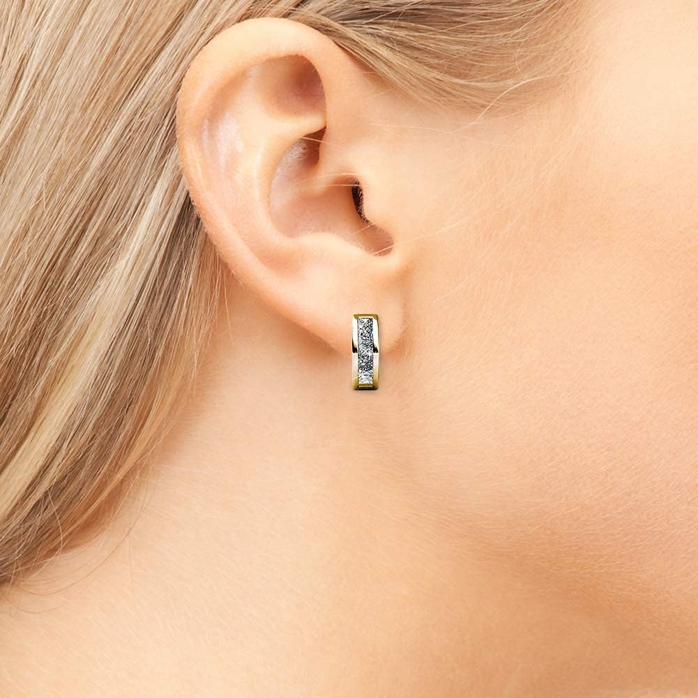 Cate & Chloe 18k Yellow Gold Hoop Earrings with Crystals Value Bundle - 3 Pairs - Giselle, Bianca, Amaya image 5