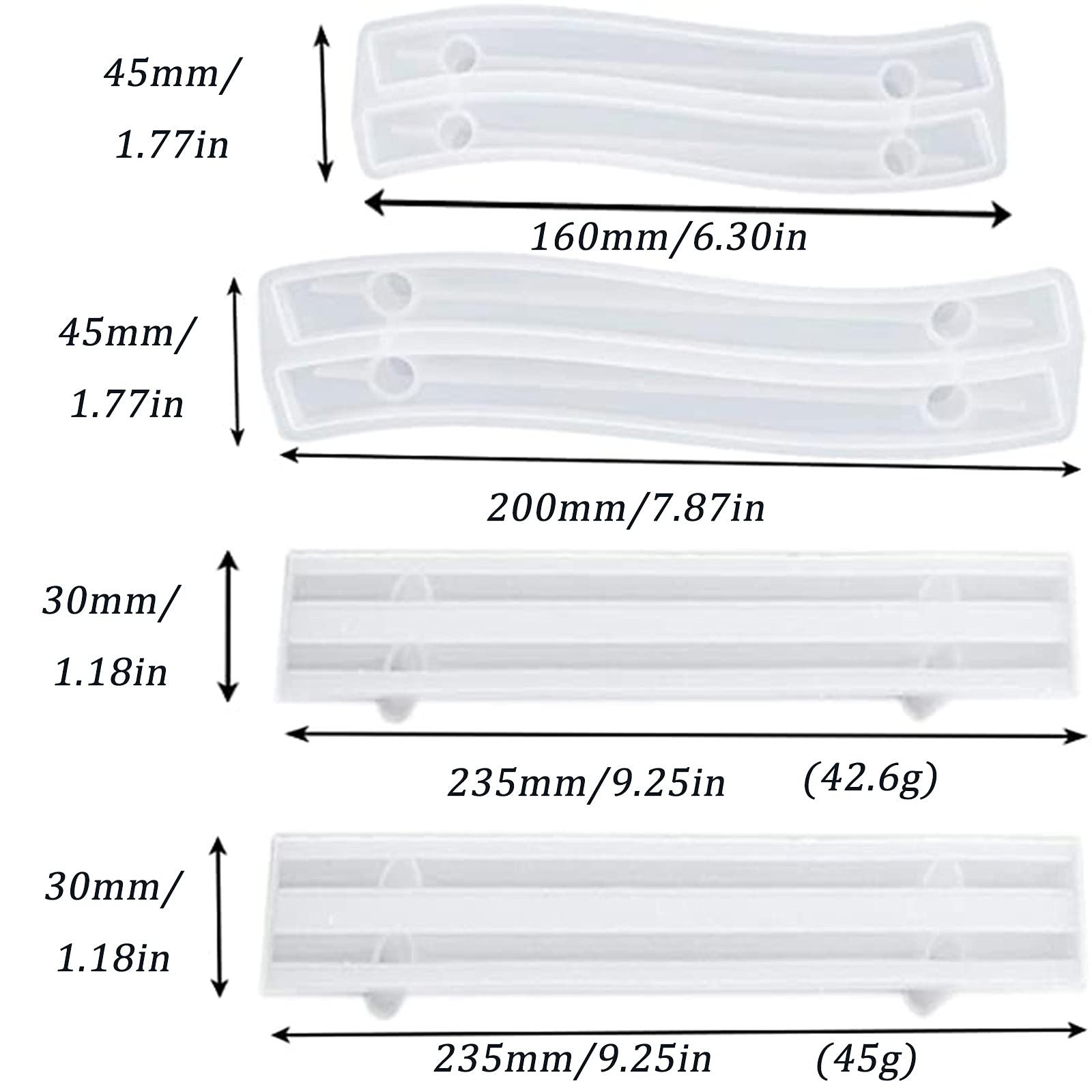 ISuperb 4-teiliges Silikon-Formen Set Für Tablett-Griffe – 3 Größen Zylinder & Gebogene Griffe, Für Epoxidharz