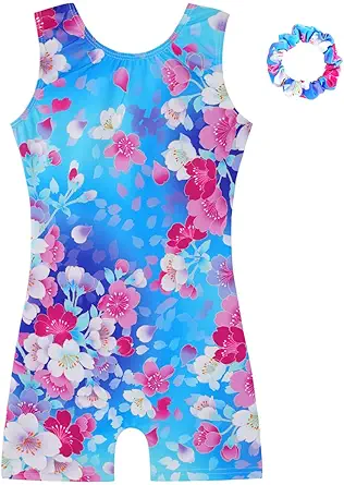 HOZIY Gymnastics Leotards for Girls with Shorts Biketards Dance Tumbling Outfits Matching Scrunchies 1-12 Years Old