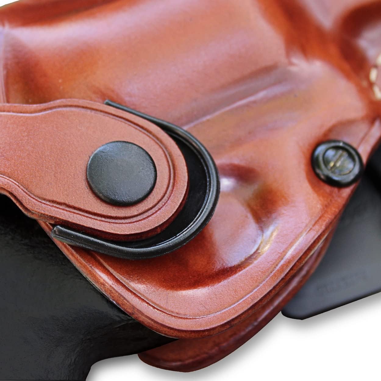 Masc OWB Leather Paddle Revolver Holster with Retention Strap, Fits Python .357 Magnum 3-inch, Right Hand Draw, Brown #1303#
