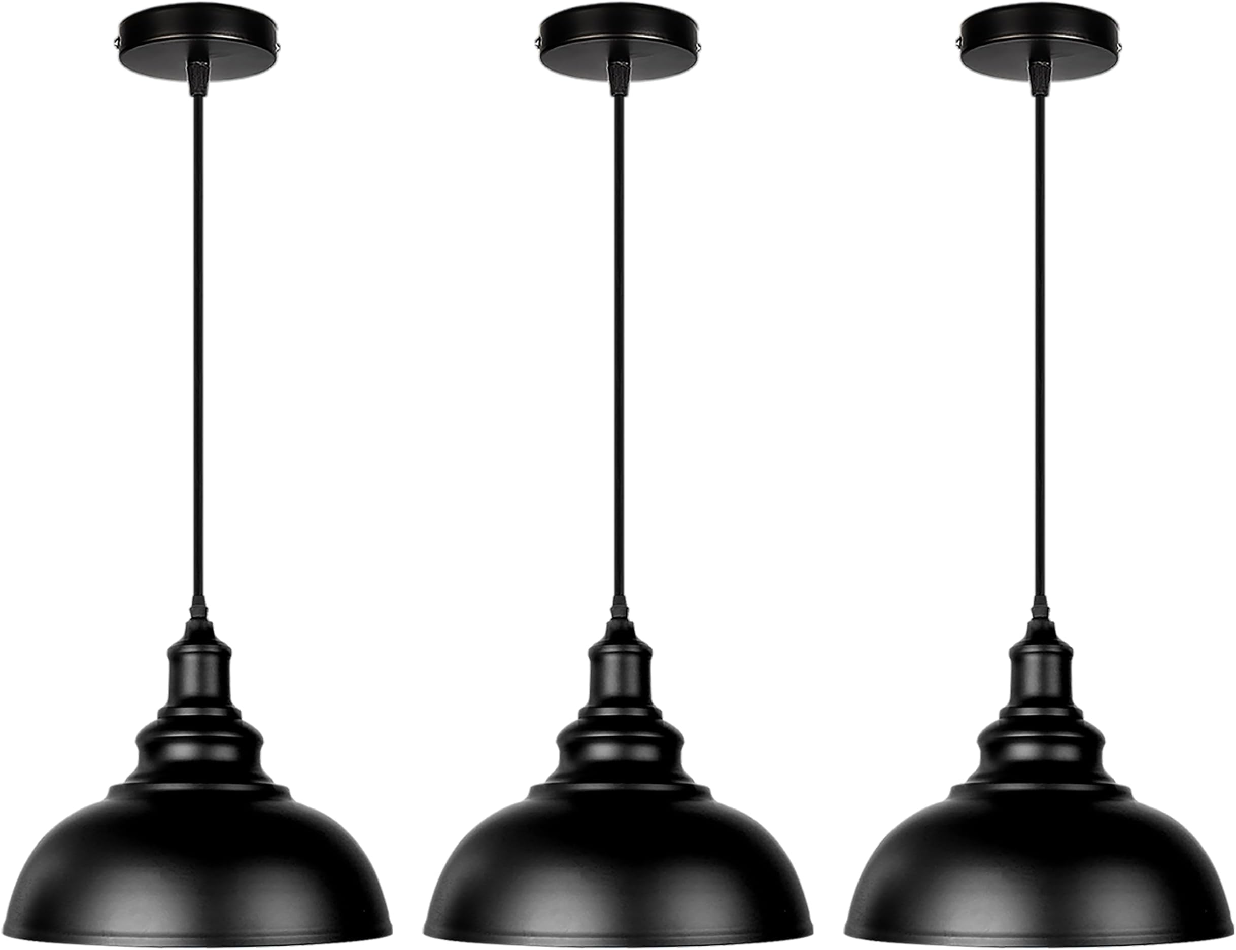 Picture of Vintage Black Pendant Light 3 Pack Industrial Hanging Ceiling Metal ...