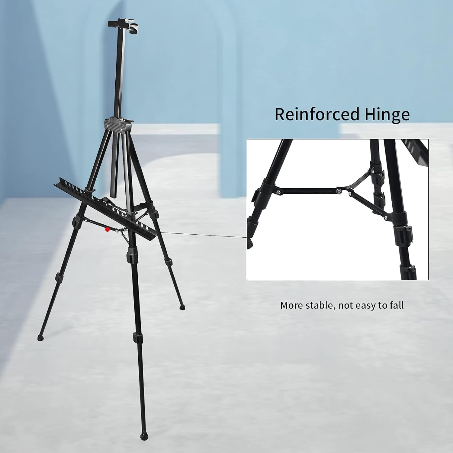 Art Artist Easel Stand for Displaying, RRFTOK Metal Tripod Adjustable Easels for Painting Canvases Height from 21 to 66 with Reinforced Triangle - Carry Bag for Table-Top/Floor Drawing and,Black