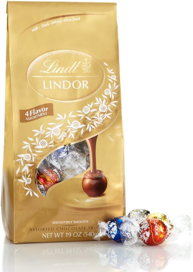 LINDOR 4 Flavors Assorted Truffles, 19 oz. Bag