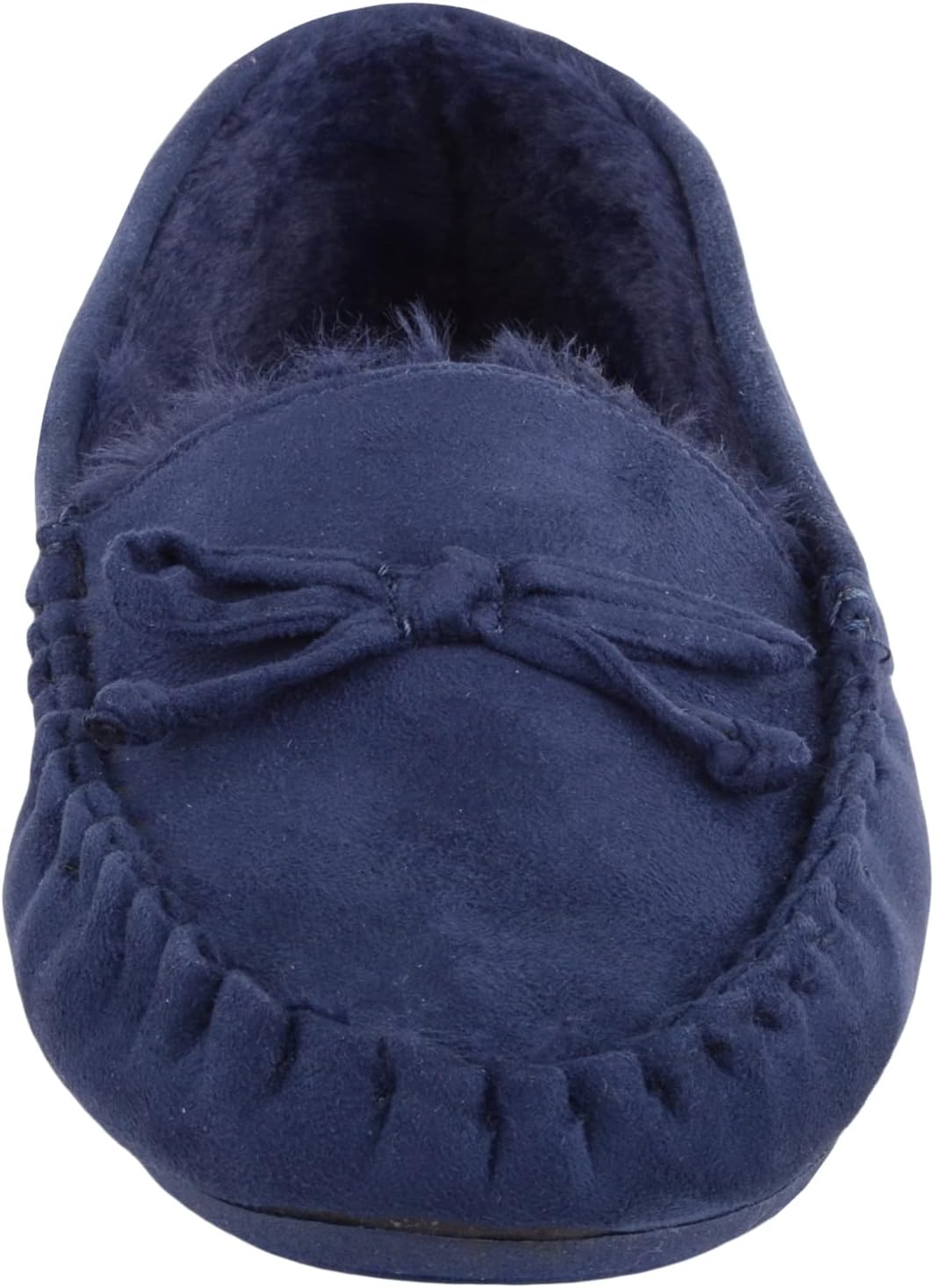 ABSOLUTE FOOTWEAR Womens Soft Bow Design Slip On Faux Fur Lined Moccasin Slippers 3