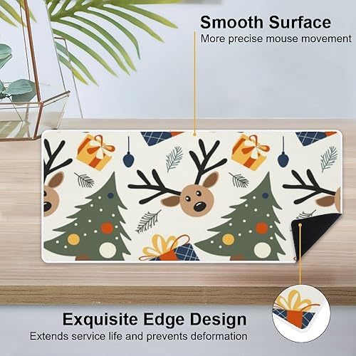 Miniatura 4 de Bonita alfombrilla de mouse de Navidad grande para juegos con base de goma antideslizante para cara lisa, alfombrilla de mouse grande para hombres,