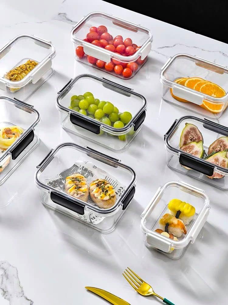 TEX-RO Contenedor hermético para organizador de nevera, juego de almacenamiento de plástico, cajas de almacenamiento para nevera, juego de accesorios de cocina, organización y almacenamiento de cocina