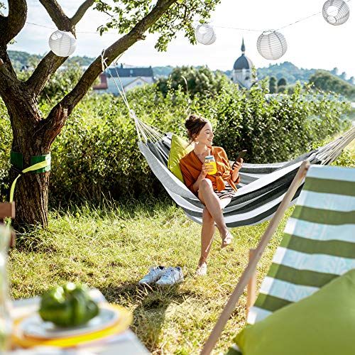 Rooity Double Hammock Brazilian Hammocks With Portable Carrying Bag,Soft Woven Fabric, Up To 450 Lbs Hanging For Patio,Trees,Garden,Backyard,Porch,Outdoor And Indoor Xxx-Large Grey&White Stripe #TOP7