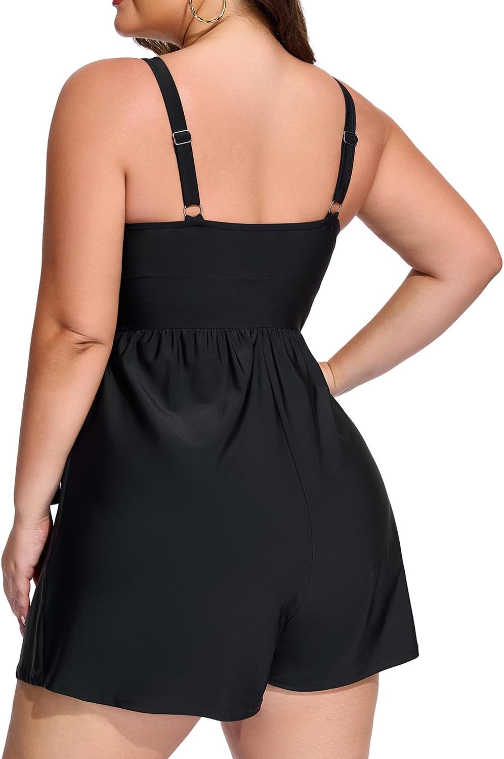 Smismivo Plus Size Swim Rompers One Piece Swimsuit Women Modest Bathing Suit with Pockets 2026 Full Coverage Swimwear