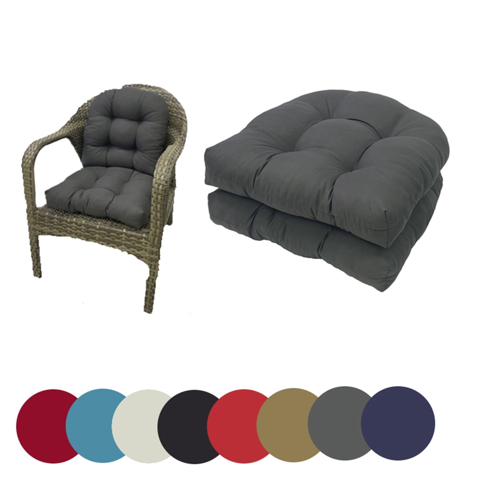 QLXYYFC Waterproof U Shaped Patio Chair Cushions 19”X19” Outdoor Indoor Chair Cushions Set of 2 Furniture Replacement Cushions for Patio Garden(Gris)