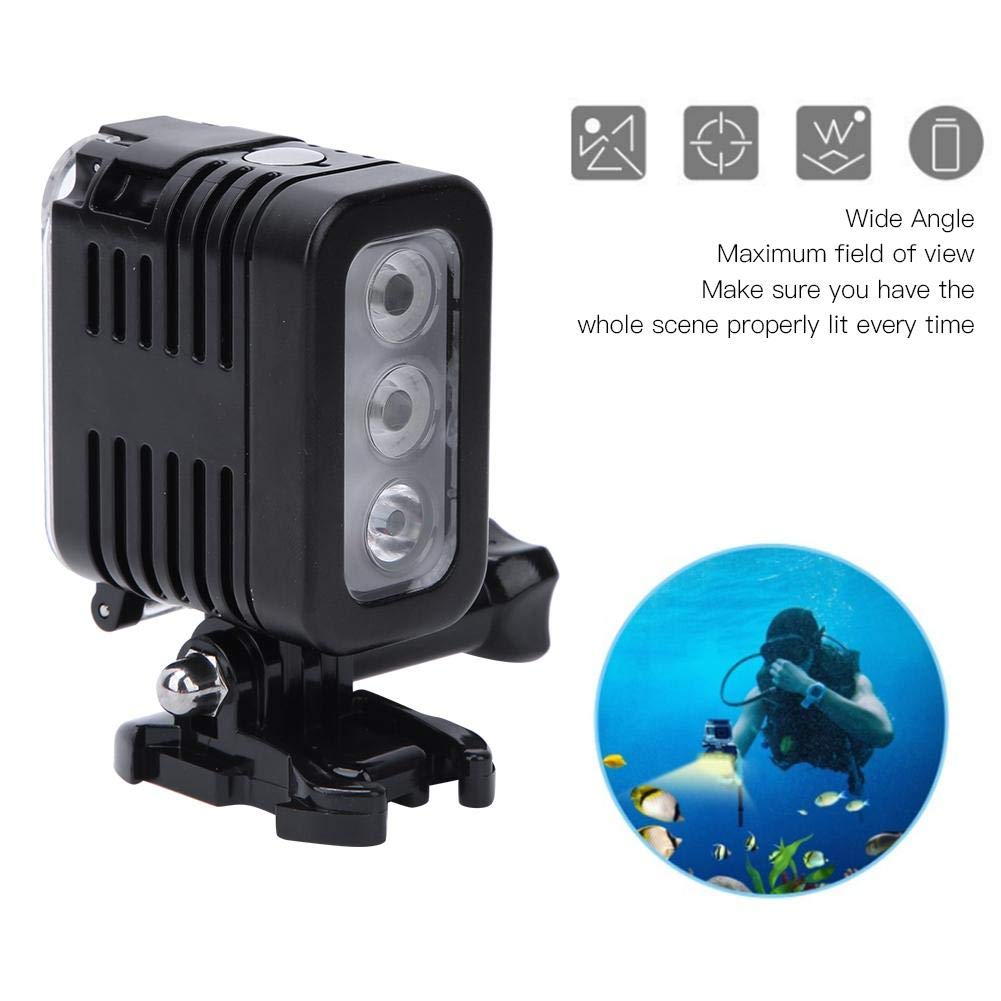 Qinlorgo Diving Light, USB Rechargeable Battery Waterproof 30m LED Video Lamp Underwater Diving Fill Light pour Gopro Sports Camera