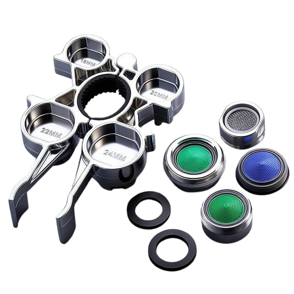 Aundhegrtt As Shown Plumbing Repair Wrench Tool Kit, 12-In-1 Multi-Function Faucet Aerator With 4 Replaceable Parts