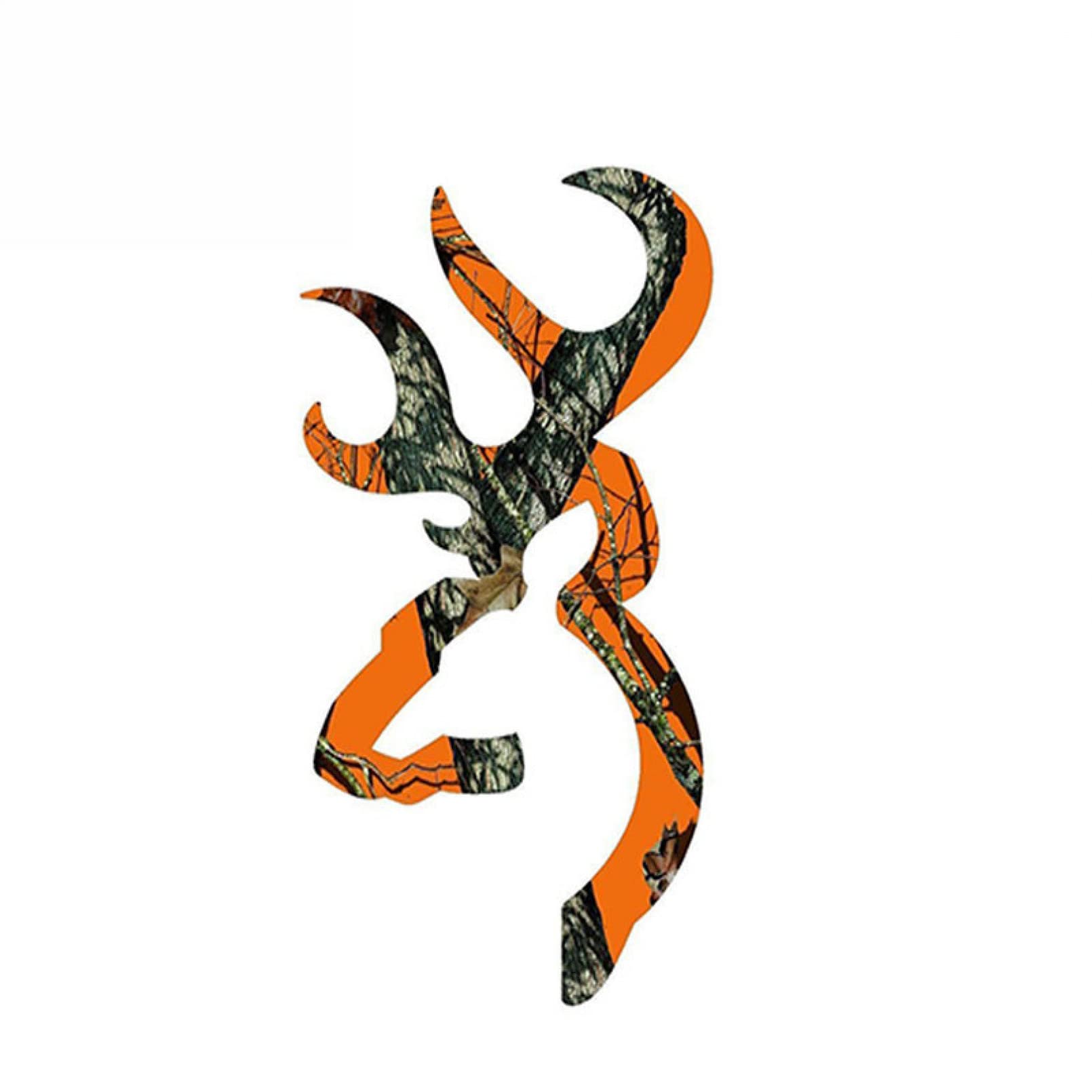 MACMRD Car Stickers 13Cm X 7Cm Browning Style Orange Camo Camouflage Hunting Car Sticker Orange Vinyl Decal