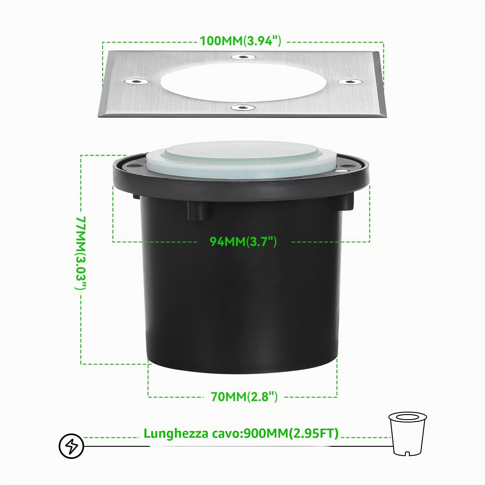 Faretto LED da Incasso Per Cartongesso 4Pack 3W 270 Lumen da Esterno, 230V AC IP65 Calpestabile, Bianco Caldo, Illuminazione Per Esterni 3000K