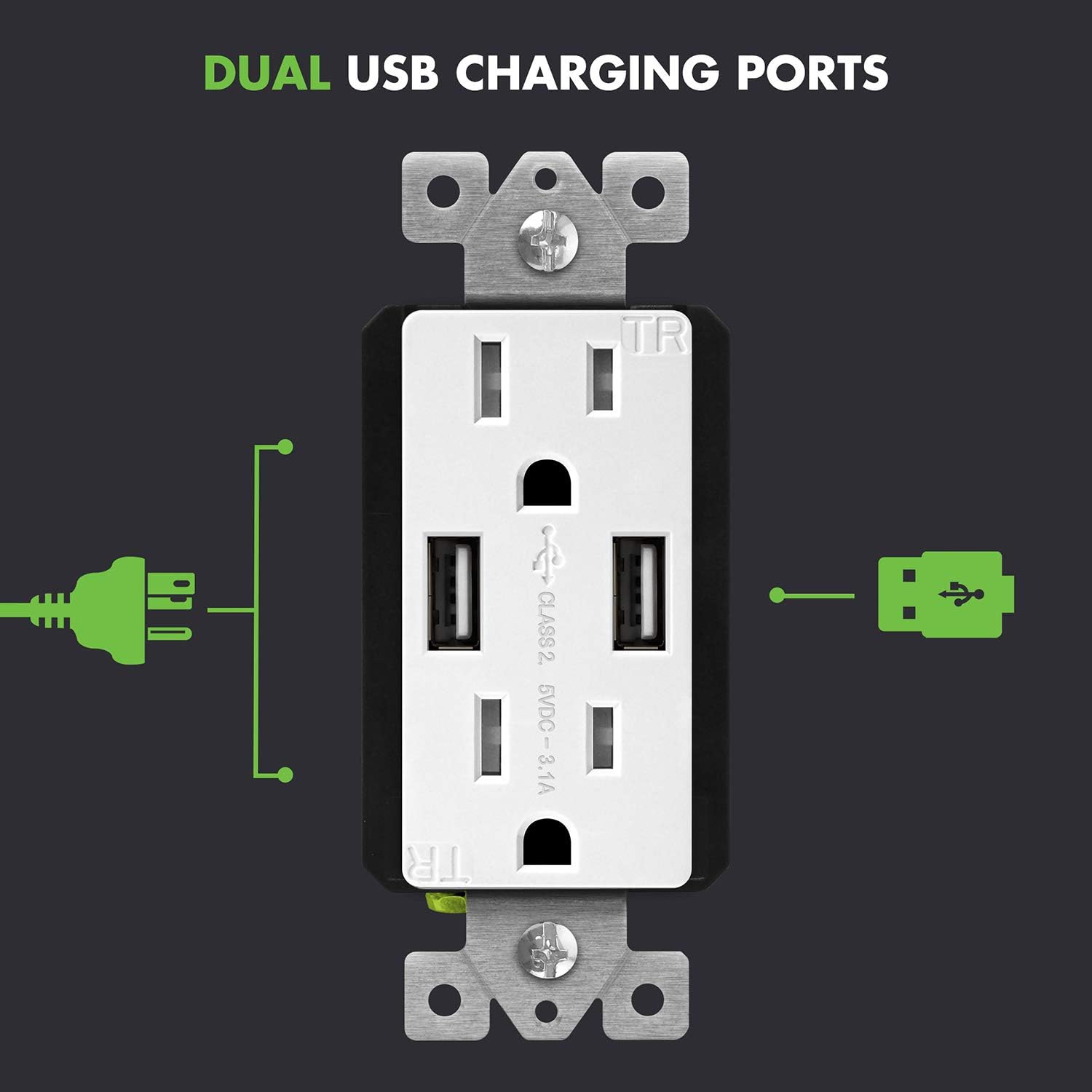 🛒 Crаzу Dеаlѕ TOPGREENER 3.6A USB Wall Outlet Charger(Upgraded), 15A Duplex Tamper-Resistant Receptacles Plug, Charging Power Outlet with USB Ports, Electrical USB Socket, UL Listed, TU2153A-2PCS, White