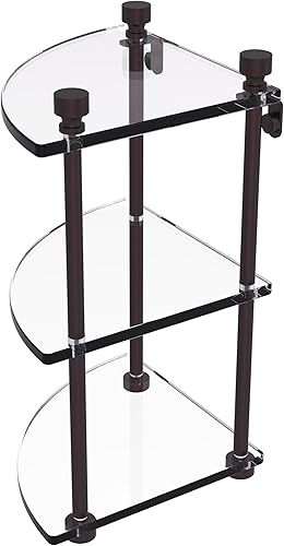 Allied Brass FT-6 Foxtrot Collection - Estante esquinero de cristal de tres niveles, bronce antiguo