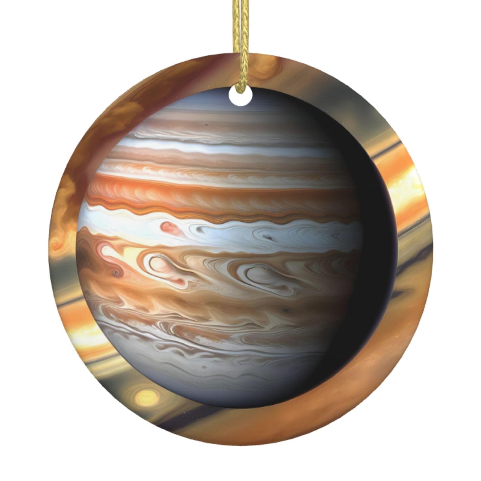 Jupiter Landscape Printed Christmas Tree Ceramic Ornaments Holiday Decoration Christmas Unique Pendant for Christmas Party