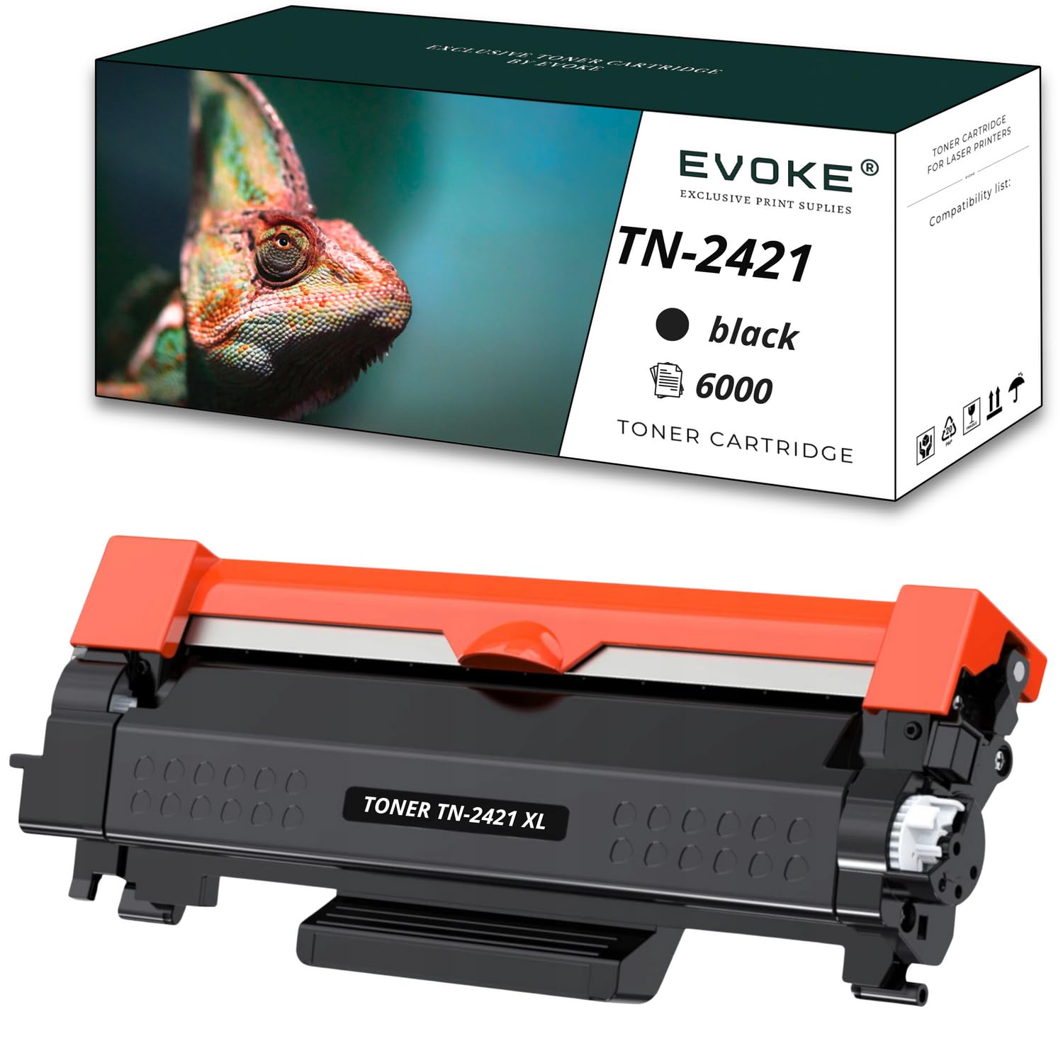 EVOKE TN2421 XL TN-2421 Toner Kompatybilny z Brother MFC-L2712DW HL-l2312D L2752DW DCP-L2512D Czarny (Black) 6000 Stron