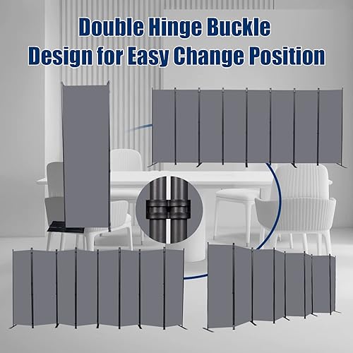Vista 119 de Divisor de habitación portátil de 6 pies y pantallas de privacidad plegables, divisor de tela de 102 pulgadas de ancho para separación