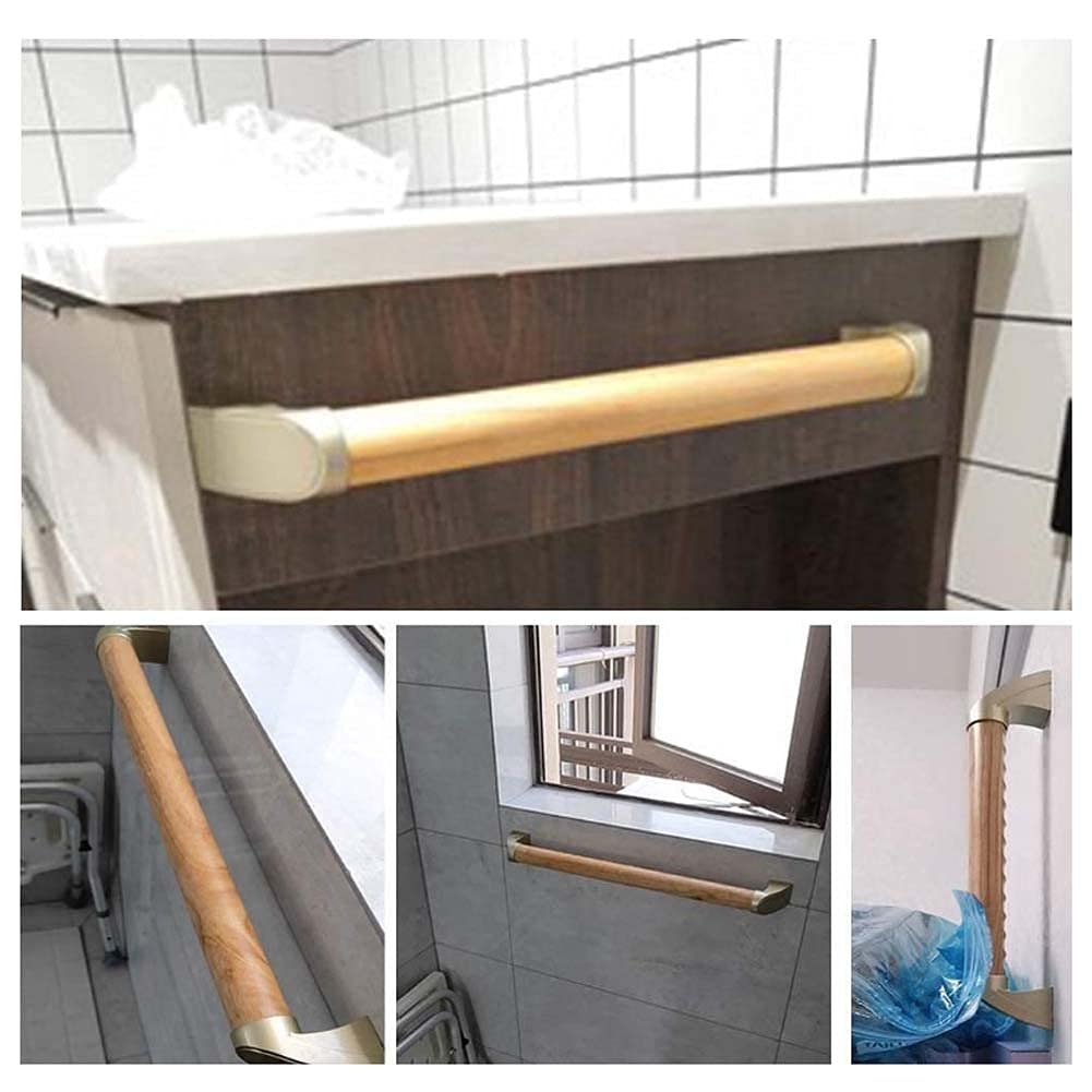 Drewniane uchwyty dla seniorów, łazienka, antypoślizgowy drążek prysznicowy dla osób starszych i niepełnosprawnych, wodoodporny uchwyt łazienkowy, czerwone drewno, 44 cm (17,3 cala)