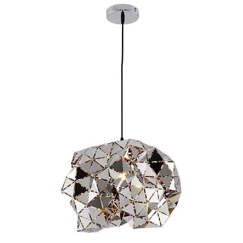 Chandelier suspendu miroir polyédrique E27 acier inoxydable